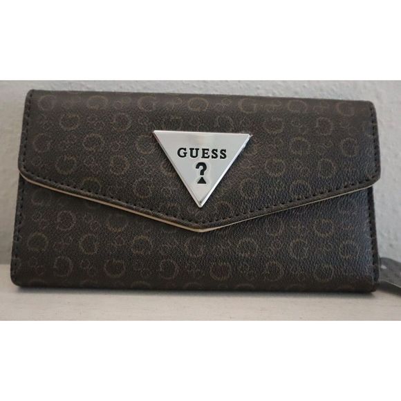 Guess SV806451 Women's Natural Brown Basira SLG "G" Print Clutch Trifold Wallet - Picture 3 of 7